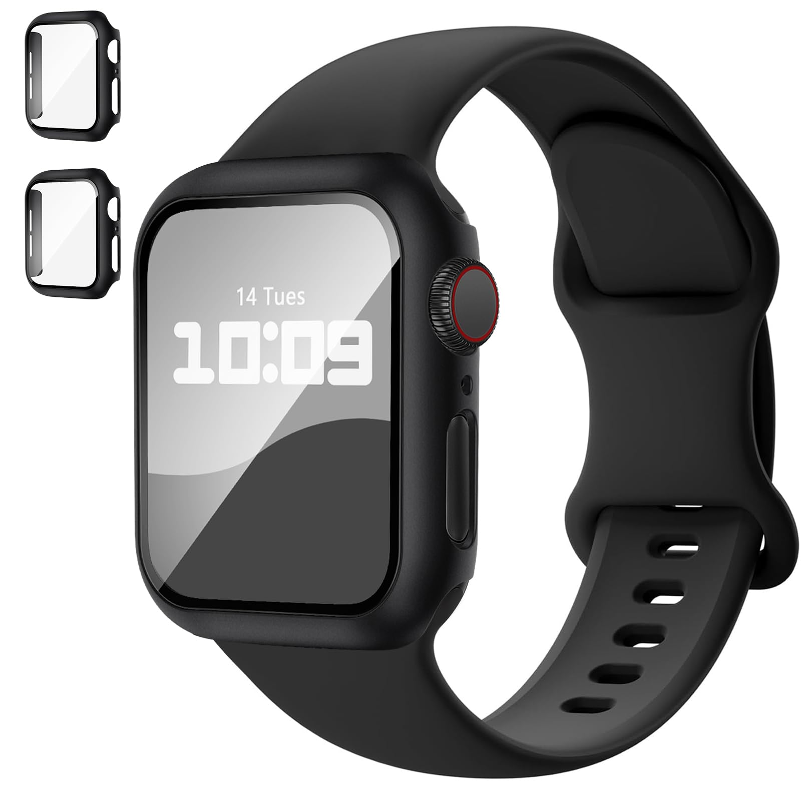 Adorique 3-in-1 Compatible for Apple Watch Band 40mm 41mm 42mm 44mm 45mm 46mm, Soft Silicone Sport Strap for iWatch Series SE 10 9 8 7 6 5 4 3