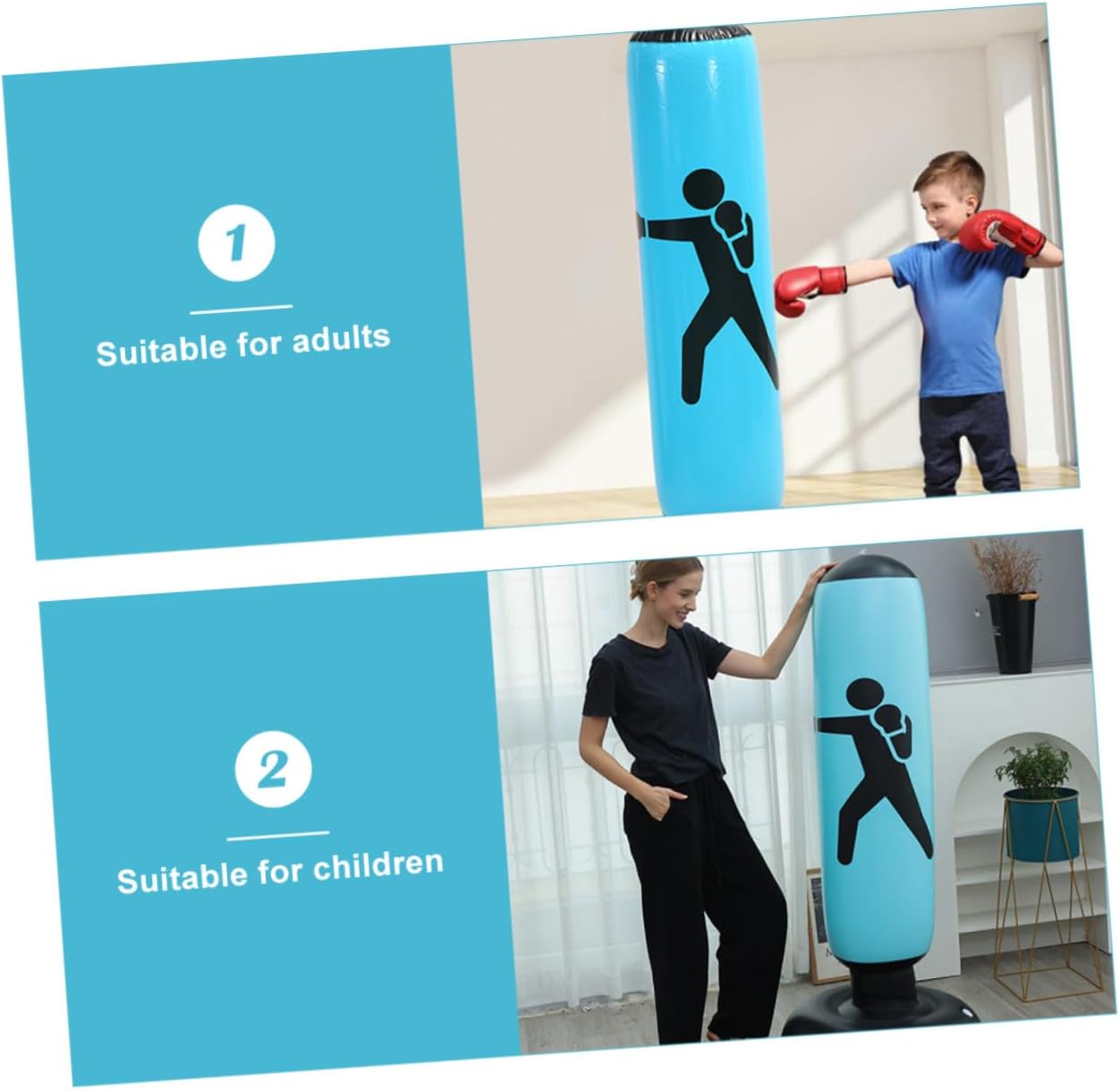 Inflatable Boxing Bag Tumbler Standing Punching Bag Thickened Fitness Punching Column for Adults for Home Gym