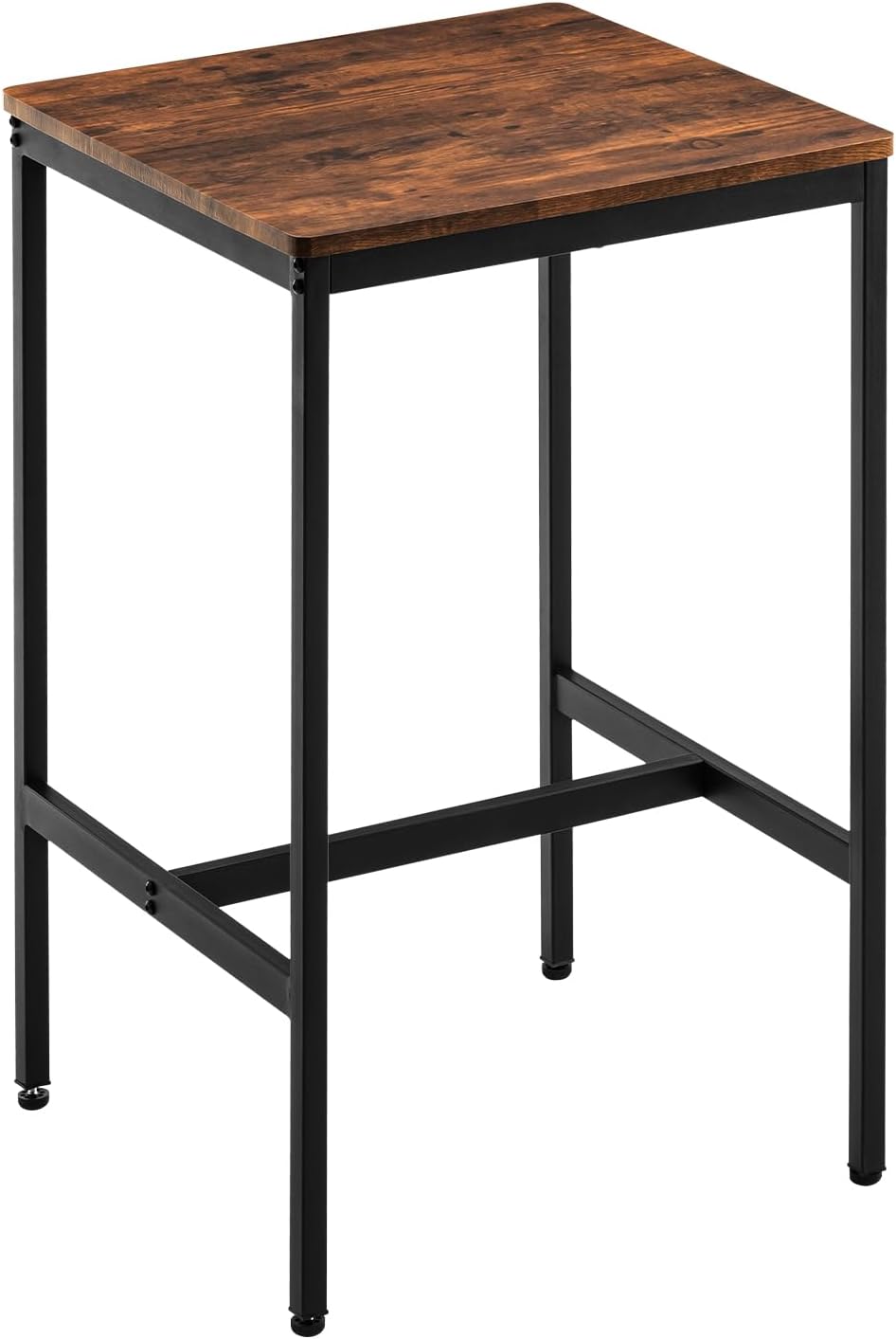 Square Bar Table, Small Kitchen Dining Table, High Top Bar Table, High Cocktail Table for Living Room Parties,Sturdy Metal Frame, 23.6" D x 23.6" W x 40.5" H for Narrow Spaces (Brown)
