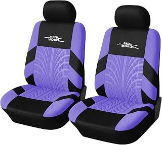 AUTOYOUTH Framsätesskydd för bilsäten med hög rygg för de flesta bilar, SUV:ar, sedan, lastbilar, skåpbilar universal passform 3D däcksteg design airbag kompatibel bilinredning, lila