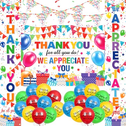 We Appreciate You Decorations Colorful Thank You Banner Pastor Employee Appreciation Decorations Balloons Thank You For All You Do Backdrop Staff Appreciation Gifts Teacher Nurse Appreciation Party