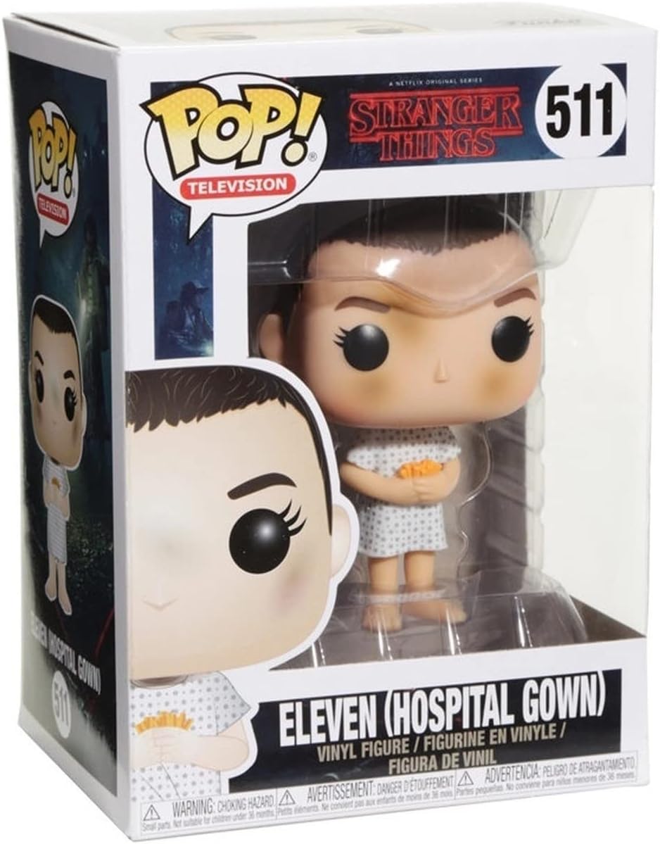 POP TV: Stranger Things - Eleven in Hospital Gown Funko Vinyl Figure (Bundled with Compatible Box Protector Case), Multicolor, 3.75 inches