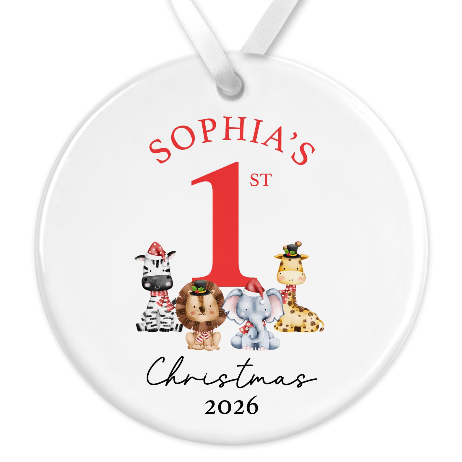 Personalised Babys First Christmas Bauble | Babys 1st Christmas Bauble | Baby’s 1st Custom Baby’s 1st Christmas Decoration 2026 (Animals)
