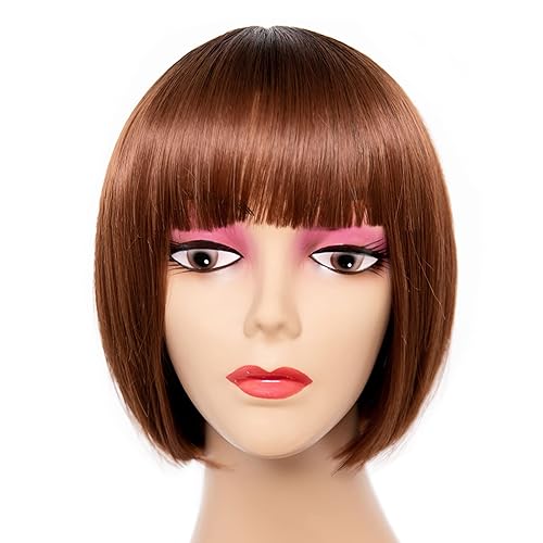 Miniatura 8 de Unonet Peluca rubia de 14 pulgadas para mujer, peluca corta rubia ombré, peluca sintética ondulada rubia raíz oscura, peluca de encaje frontal,