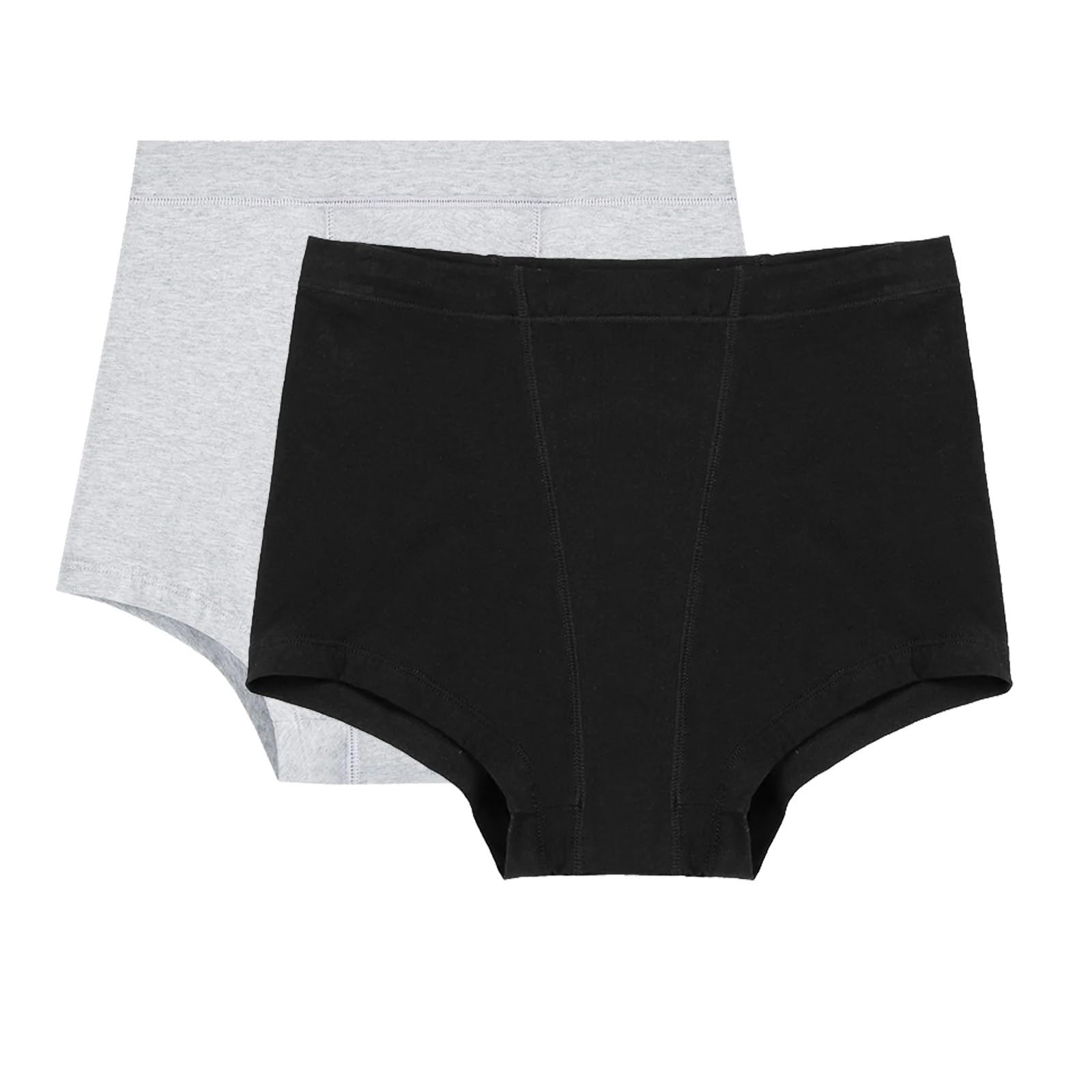 Comfortable Breathable Womens High-Waisted Cotton Panties - Full Coverage Boxer Briefs for Daily Wear Sleep Black Gray X