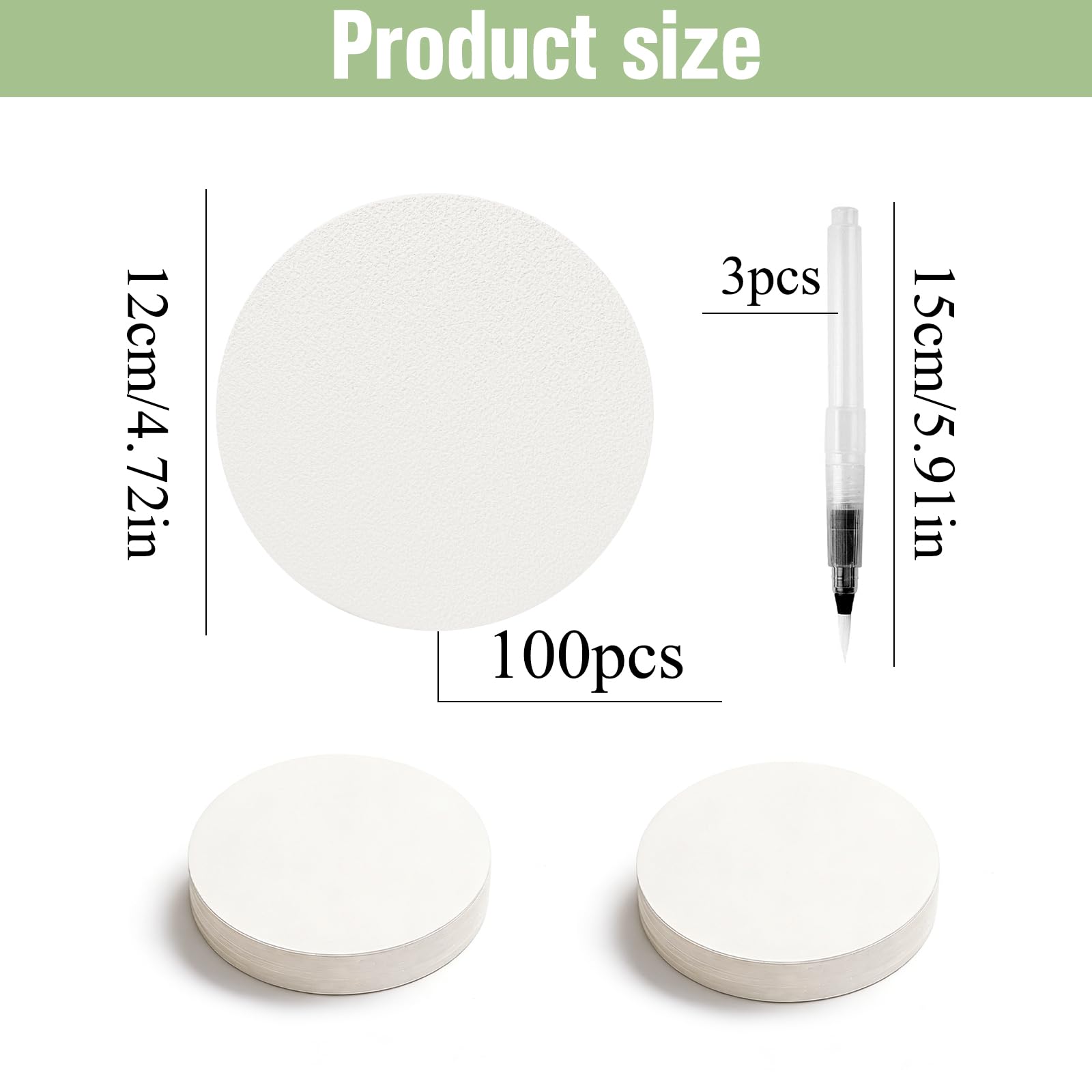 Sxutop 100 Fogli Carta per Acquerello Rotonda 300 g/m² Cartoncino Rotondo per Pittura 12 cm di Diametro Cotone Carta per Acquerelli per Fai Da Te Cartoline Blocchi Appunti Biglietto d'Auguri