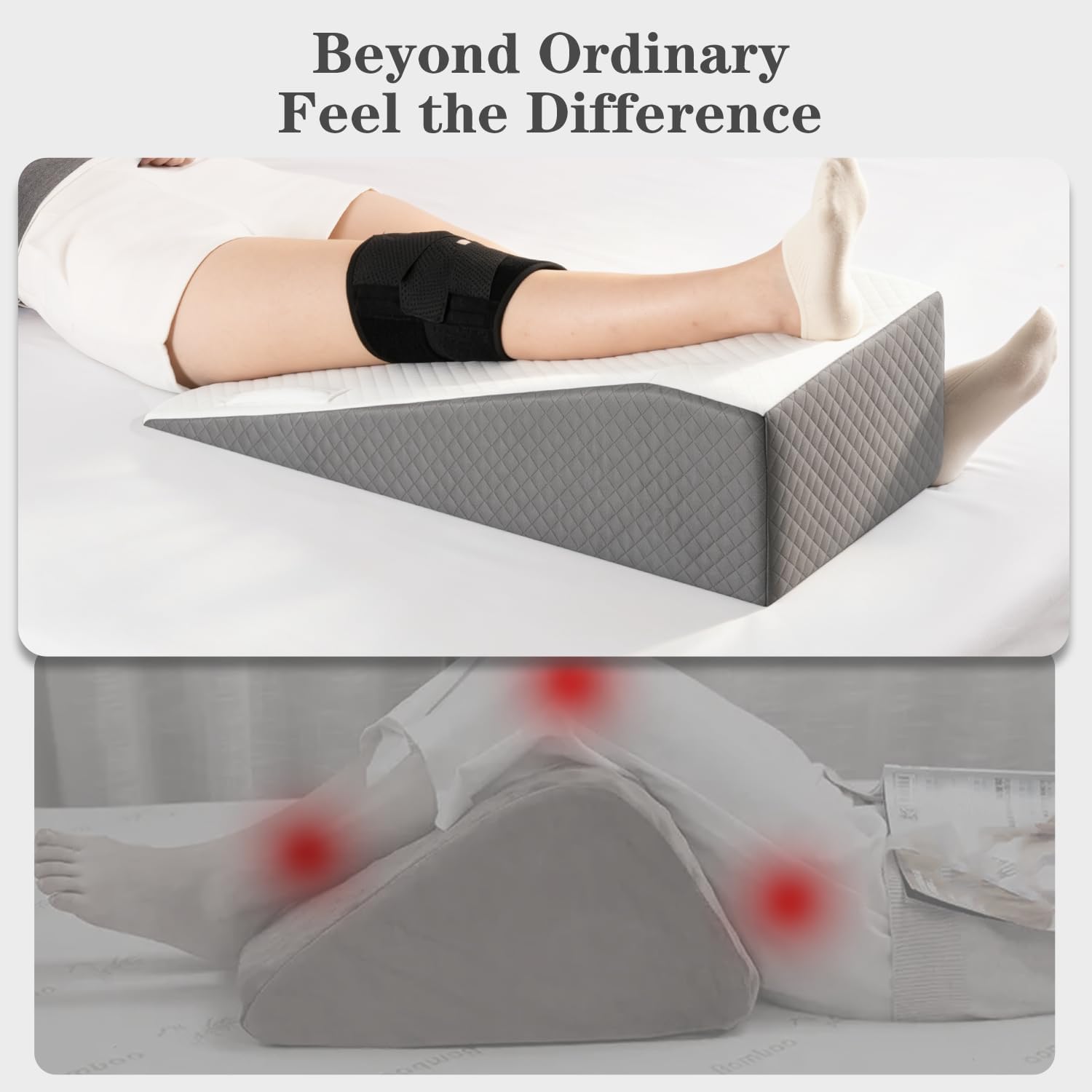 Hapiclody Leg Elevation Pillow for After Surgery – Knee Surgery Recovery Leg Support Pillow with Handle, Designed for Knee Replacement Recovery, Single Leg Elevating Wedge