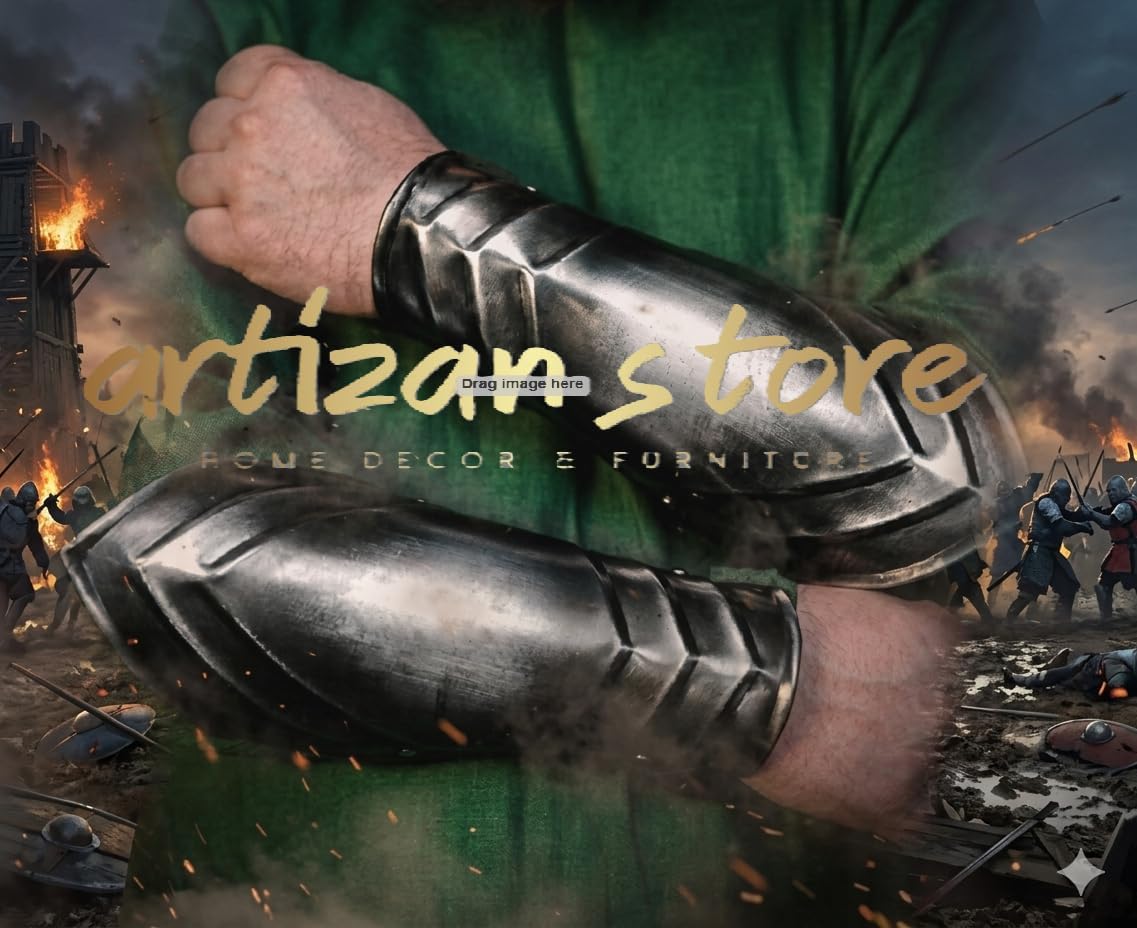 ARTIZANSTORE Medieval Knight Blackened Bracers Arm Armor LARP battles, SCA reenactments, cosplay events, Halloween costumes, Renaissance fairs