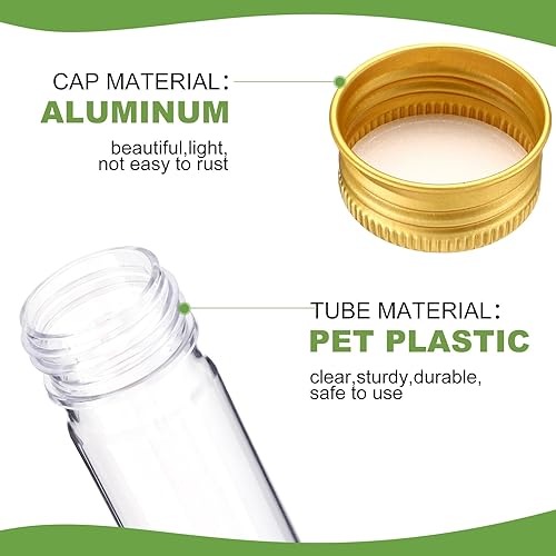 Miniatura 17 de Dandat 80 tubos de ensayo de plástico plano transparente de 2.2 fl oz con tapas de rosca, tubos de almacenamiento de recipientes de plástico