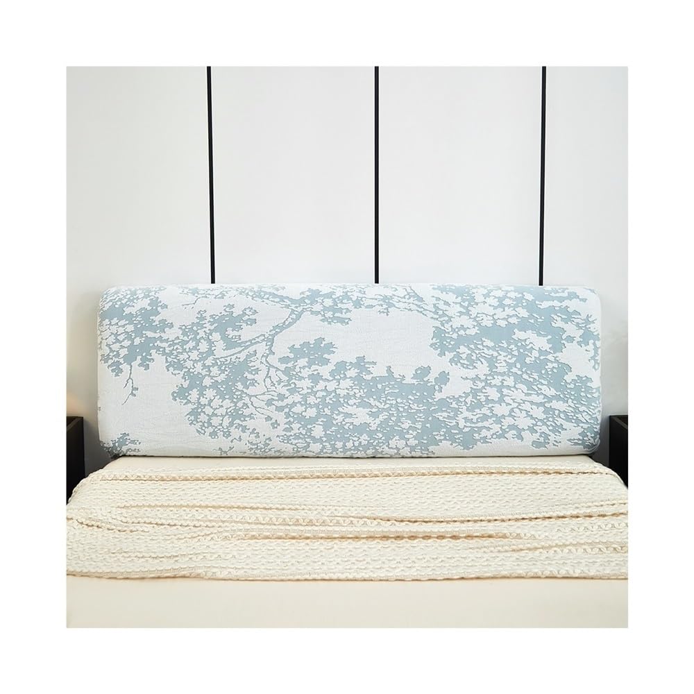 VONCYKI 1 PC Headboard Cover Elastic Jacquard Bedside Cover For Bed In Bedroom Easy To Clean Headboard Cover A Pattern Of Fancy Trees(Blue,120cm)
