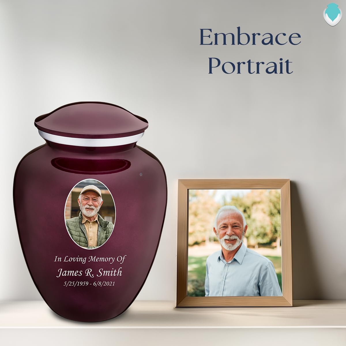 Geturns Embrace Adult Personalized Picture Cremation Urns for Human Ashes I Large Photo Cherry Purple Funeral Urn for Men and Women I 200 lbs