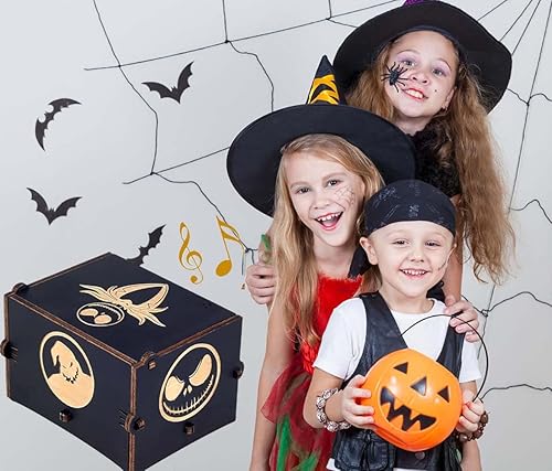 Miniatura 5 de PENG The-Nightmare-Before-Christmas-Caja de música con manivela de madera, regalos con grabado láser