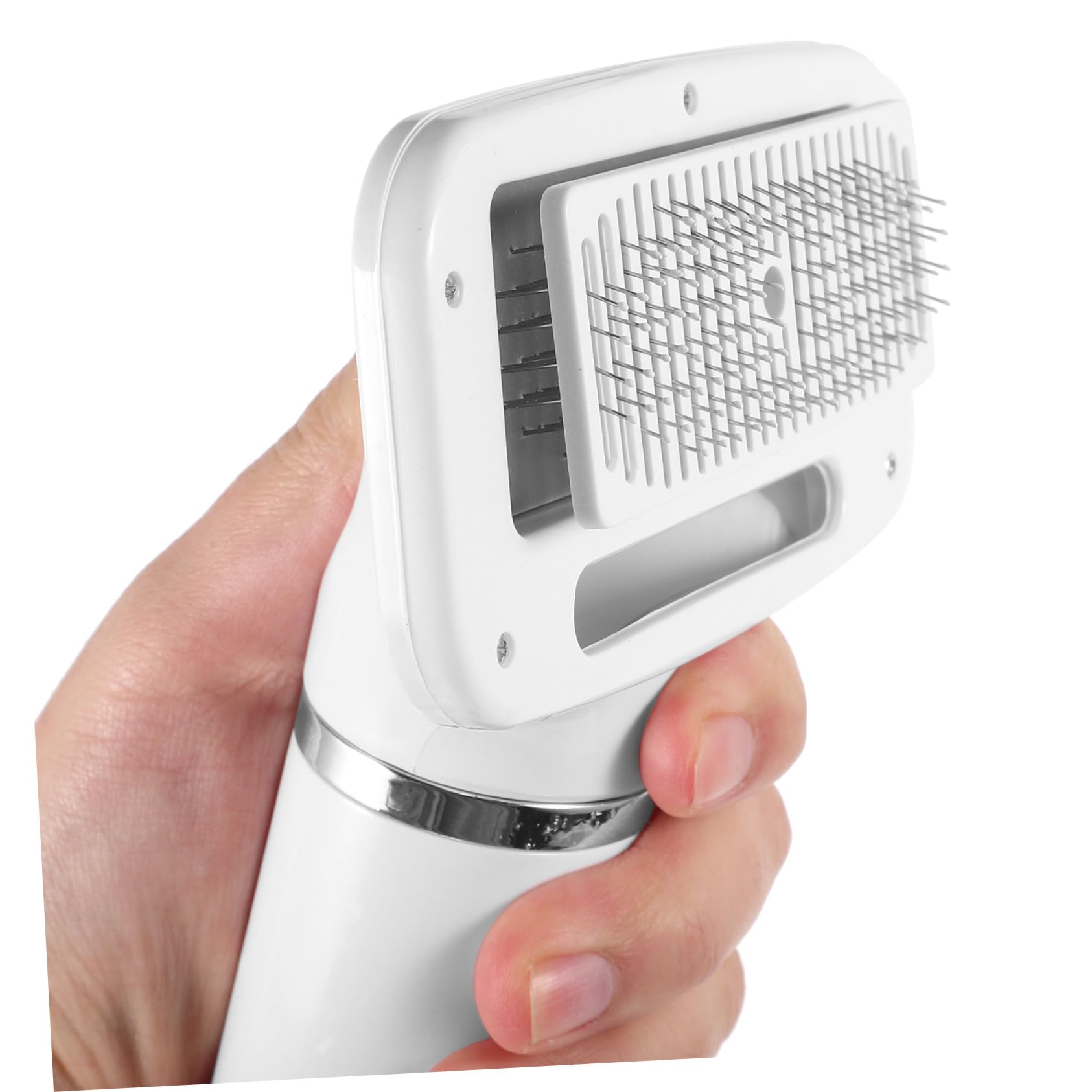 Peigne Sèche-cheveux pour Toilettage Chien et Chat, Blanc Portable | Plastique, Fonction Démêlante et Sûre, Format Compact pour Propriétaires D’animaux