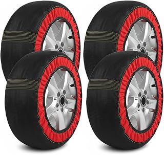 Snow Socks for Tires for Kia Rio 2000–2025 2026 JB/BC, Easy Install Snow Chain Alternative, Emergency Anti-Slip Traction, Reusable Textile Wheel Covers,4PCS