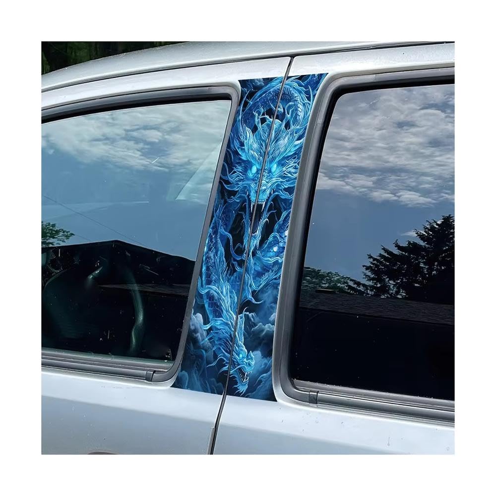 Bertdcx One Color 2 Pieces Of Automotive B-Pillar Film Ice Azure Dragon Glossy Material Protective Auto Parts