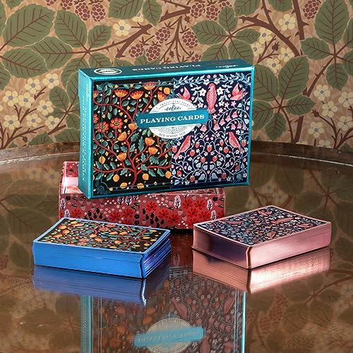 eeBoo Piece & Love: Birds & Flowers Playing Cards - Includes 2 - 52 Card Decks, Traditional Decks with Beautiful Artwork & Gilded Edges