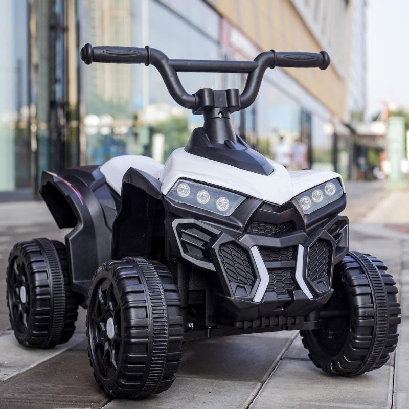 Image of Happy Goods ATV Baby Electric Bike for Kids | Rechargeable Kids Bike with LED Lights, USB & Music | Big Battery Operated Bikes | Ride on Toy Bike for Kid to Drive 2 Years to 5 Years (White)