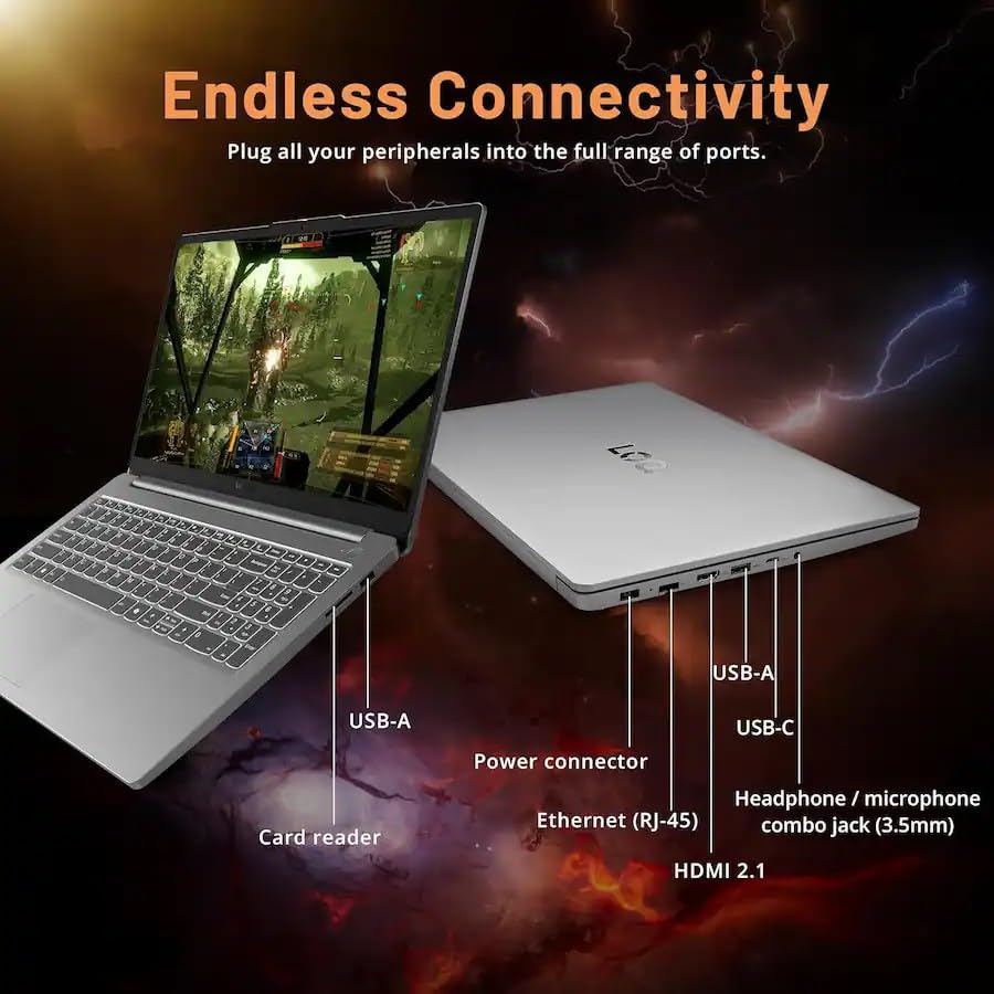Image of Lenovo LOQ Essential 15.6 inch FHD 144Hz Gaming Laptop, Intel Core i5-12450HX (8 Cores, 12 Threads), 16GB DDR5, 512GB SSD, GeForce RTX 2050, HDMI, Wi-Fi 6, Bluetooth, Card Reader, Windows 11, Luna Grey