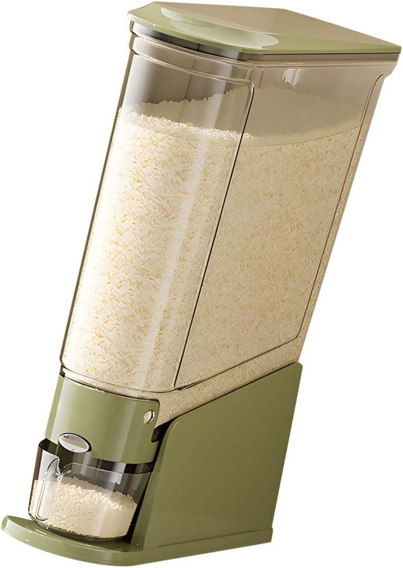 Space Saving Kitchen Cereal Storage Bin with Easy Pour Spout and Visible Body for Rice Beans Flour