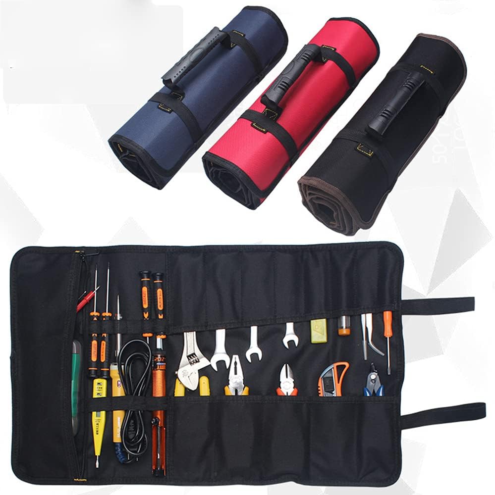 Maizoon Roll Portable Canvas Storage Bag,Tool Organizer for Electricians Mechanics,Thick and Wear-Resistant,UH01 Blue