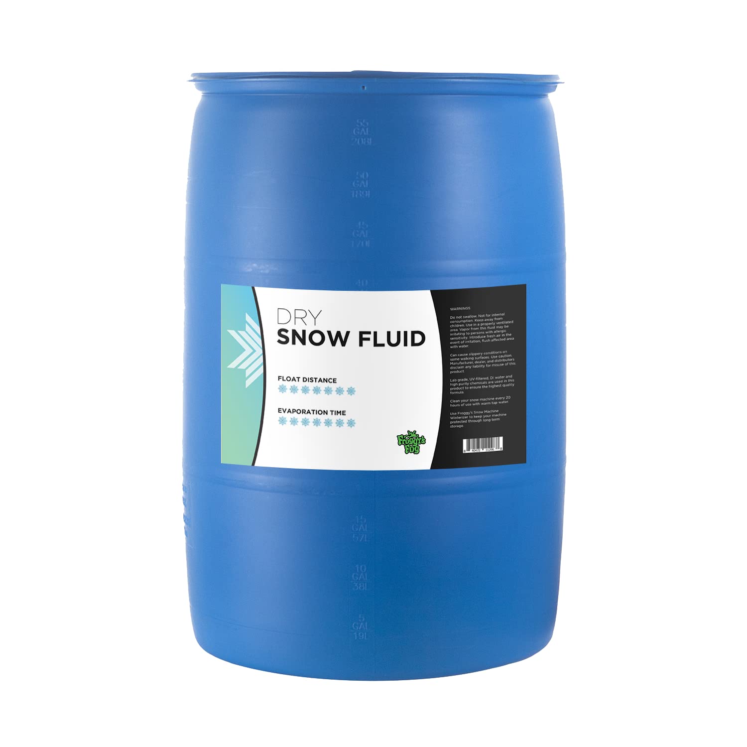 Froggys Flakes - 55 Gallon Drum - Snow Machine Juice Fluid - Dry Formula (50-75 Feet Float/Drop)