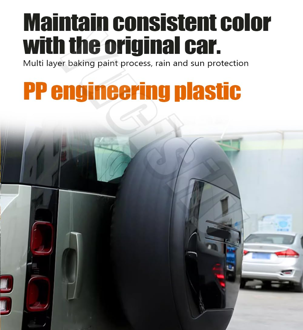 Copertura per ruota di scorta adatta per Land Rover Defender 110 90 130 2020 2021 2022 0223 2024 ABS (Santorini nero opaco nero)