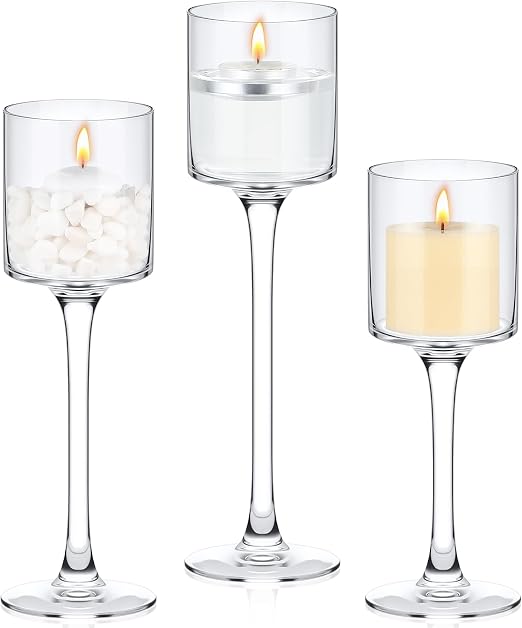 Yaomiao 36 Pcs Tall Glass Candle Holder Clear Tea Light — free download