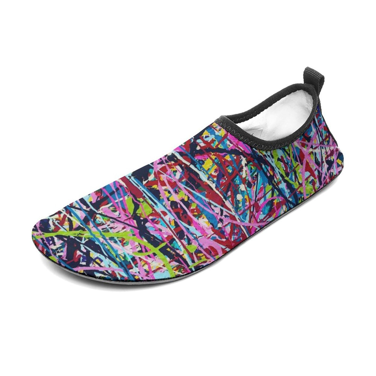 Glow in Dark Splatter Neon Water Shoes Beach Shoes Aqua Socks for Women Men Swimming Yoga