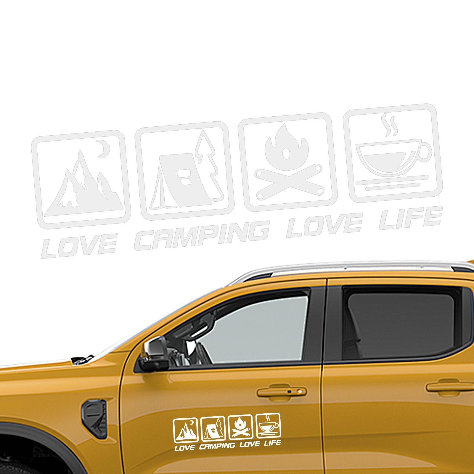 Autocollant Voiture LOVE CAMPING LOVE LIFE - Décalcomanie Pare-brise Arrière 25x7,8 Cm - Imperméable, Personnalisation - 3