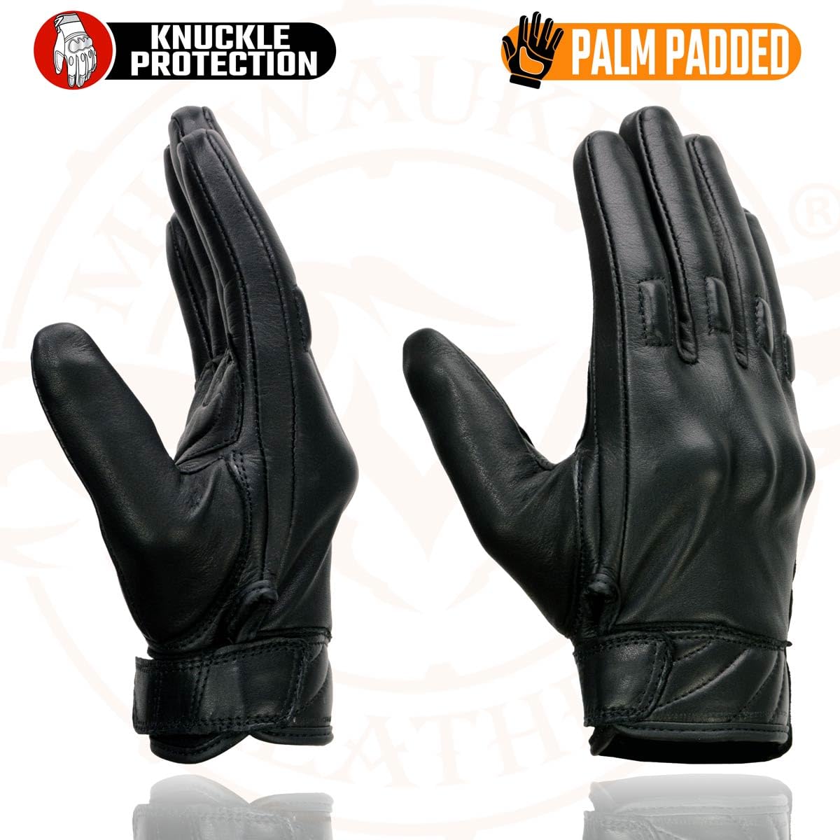 Milwaukee Leather MG7521 Men's Leather Gloves with Gel Palm and