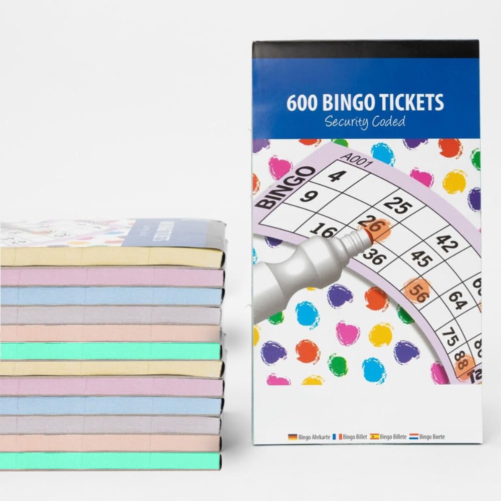 ZOPPER 12 x Jumbo Bingo Tickets 21 x 12cm Book Pad 6 View Security Coded Flyers, Cards, Tombola Book Sheets with Large Clear Jumbo Numbering Bingo Charity Events Prize Lucky Draw Game Cards