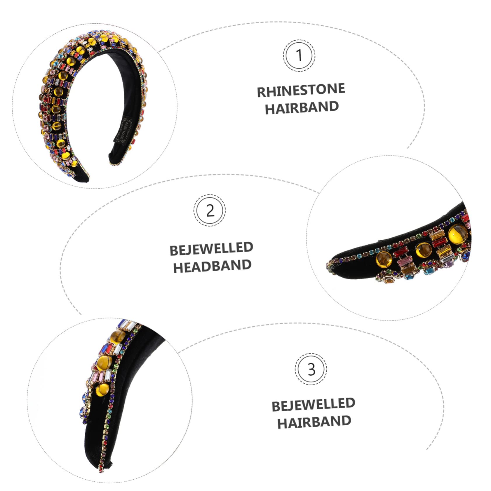 MAGICLULU 3 Stk Vintage Stirnband mit breiter Krempe damen stirnbänder Braut Kopfschmuck breites haarband party haarreif Gesichts-Stirnband Make-up- Strass-Haarband Strass-