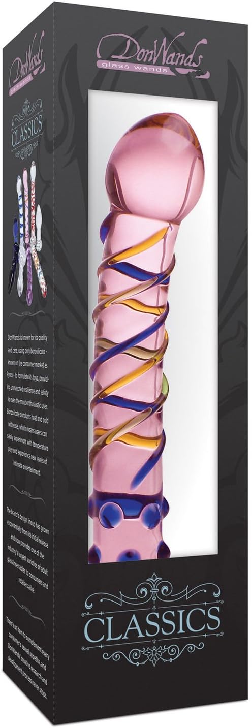 Glass Pleasure Wand, Deluxe Swirl Mushroom, Pink