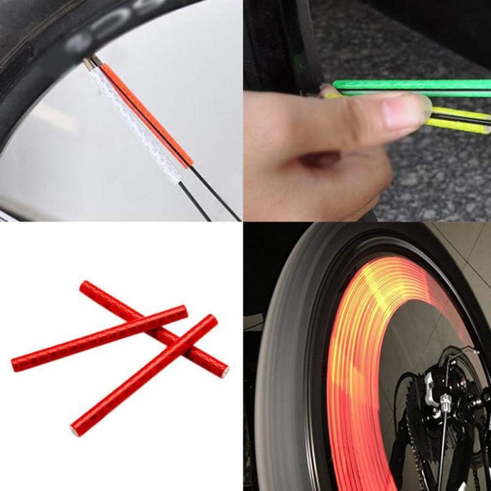 Szprychy rowerowe, szprychy rowerowe, szprychy koła rowerowego, kolorowa obręcz koła rowerowego lampka na szprychy tuba z klipsem na szprychy rowerowa lampka ostrzegawcza odblaskowy pasek odblaskowy,