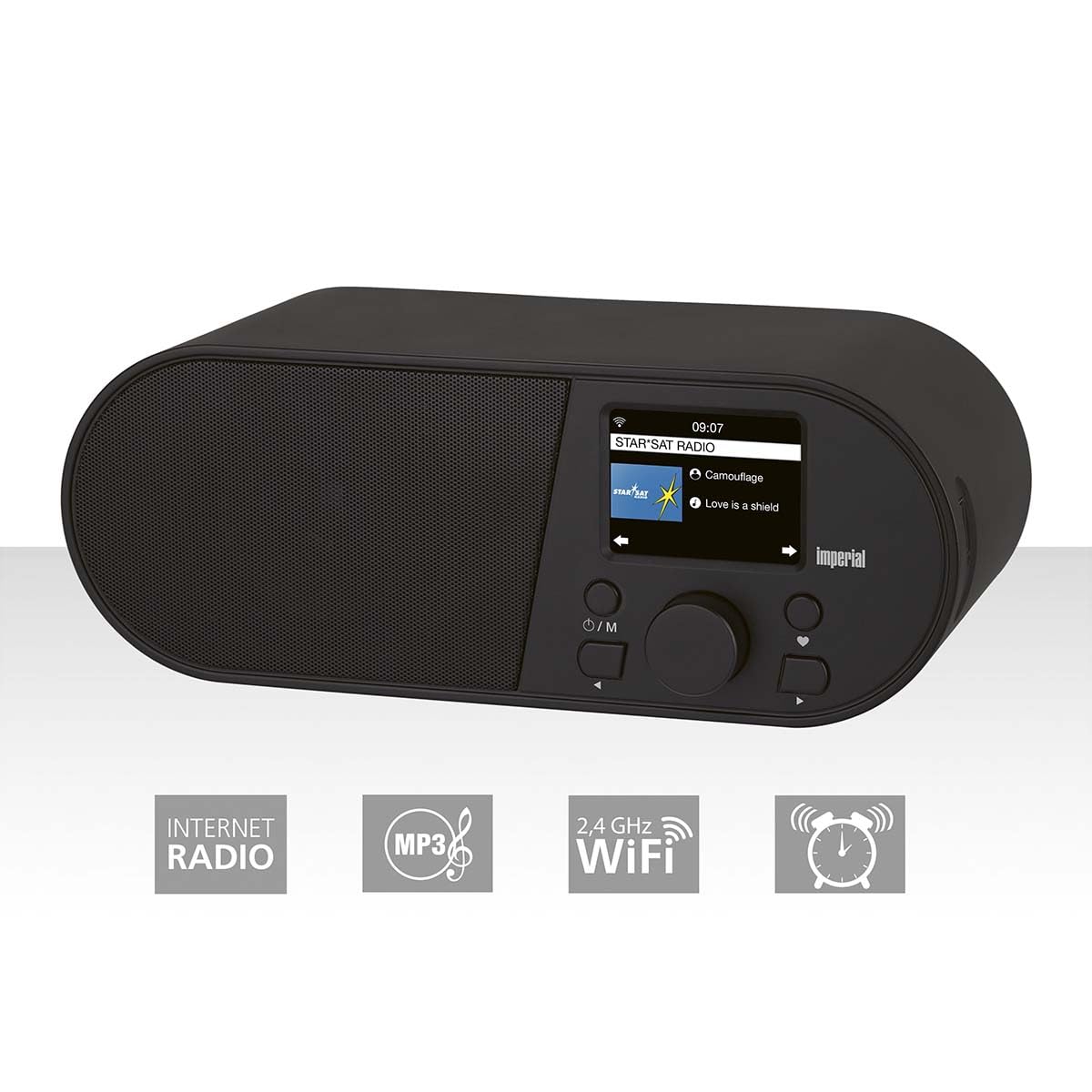 Imperial i105 | Radio Internet avec Wi-FI | Lecteur multimédia | USB | DLNA | Écran Couleur | Fonction réveil | Contrôle Via Application | Noir