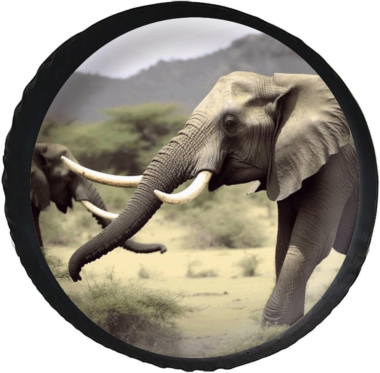 28"-34" Thickening Spare Tire Cover Elephant in The Fog Waterproof Leather Tire Wheel Cover for Trailer Jeep RV SUV