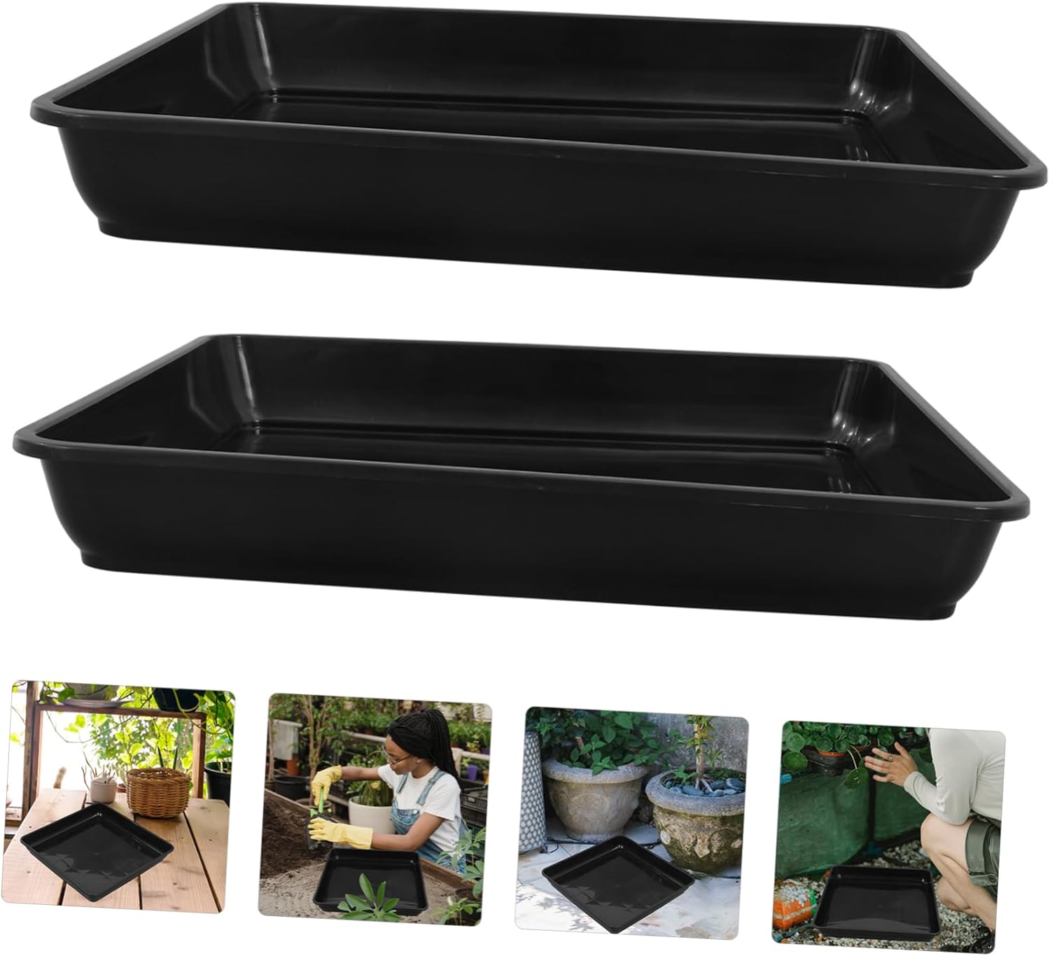 2pcs Plant Accessories Square Plastic Plant Saucer Drip Trays for Flower Pot Saucer for Indoor Outdoor Use