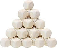 Vista 8 de Shapenty Cubos de dados de madera con esquinas redondas en blanco para juegos de mesa en el aula, calcomanías de bricolaje, conteo de matemáticas