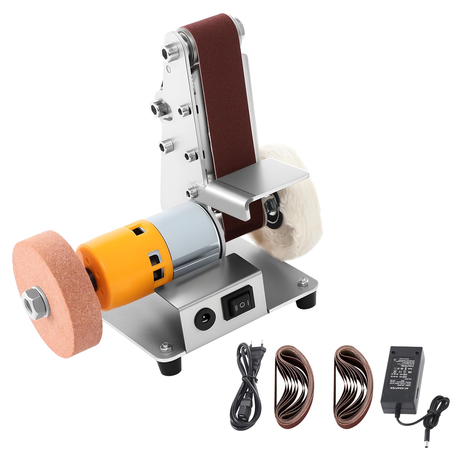 Mini levigatrice a nastro elettrico con 20 nastri abrasivi, levigatrice per metallo, legno, 4000-9000 rpm, regolabile