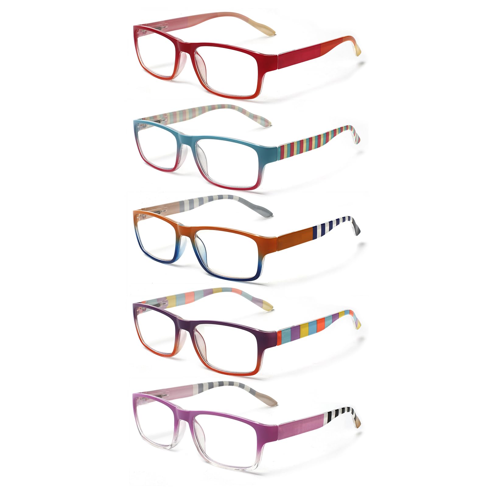 JOSCHOO Reading Glasses 5 Packs Blue Light Blocking Eyeglasses Quality Spring Hinge Colorful Computer Readers for Women Men