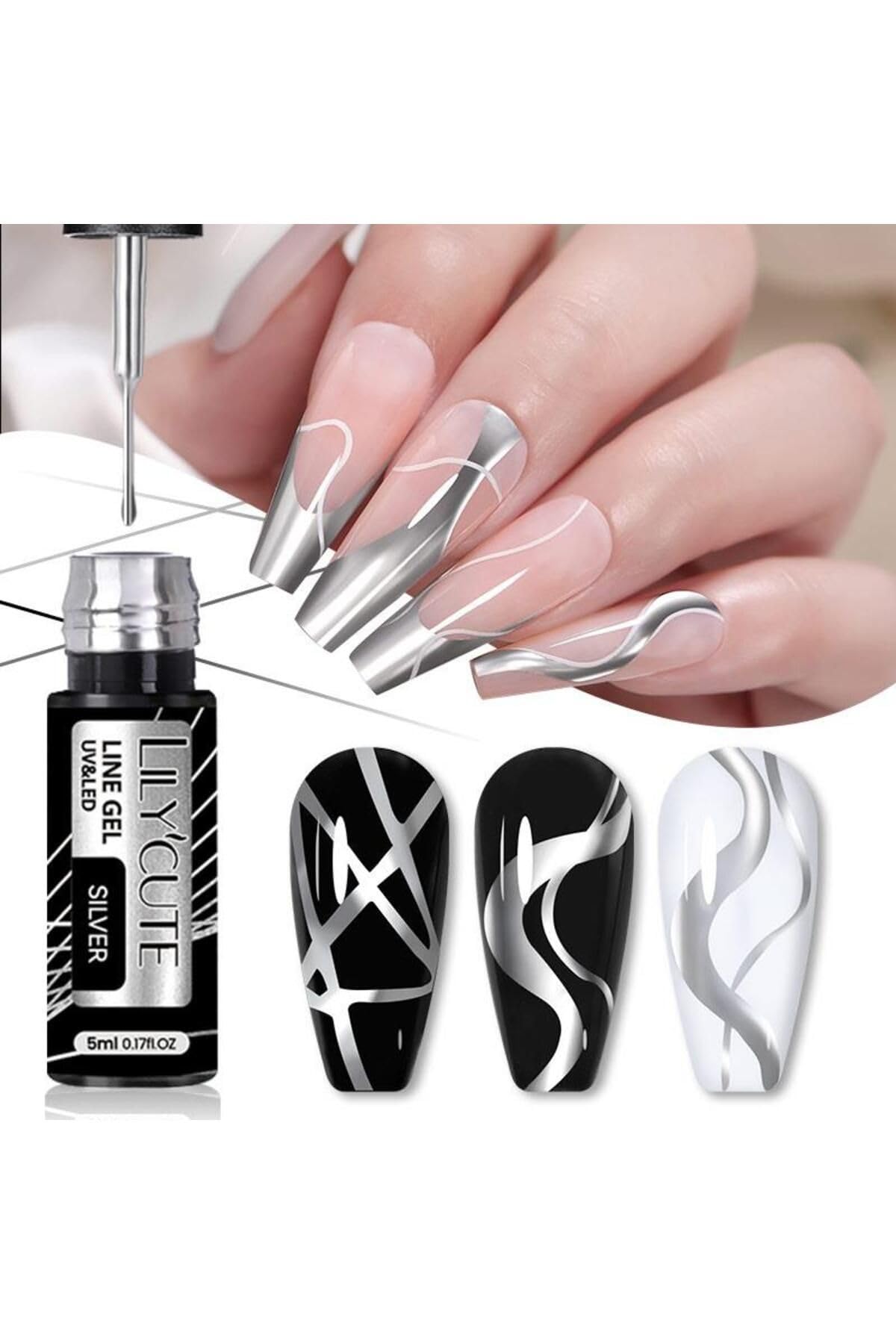 Born Pretty Lily Cute Metalik Nail Art Çizim Ojesi Silver (56567) 4186