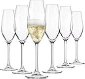 Champagne and Sparkling Wine Glasses, Set of 6, 7.10 oz, Splendor Collection, Lead-Free Glass, Flutes for Prosecco, Sparkling Wine, Champagne and Mimosas, Dishwasher Safe, Made in Europe