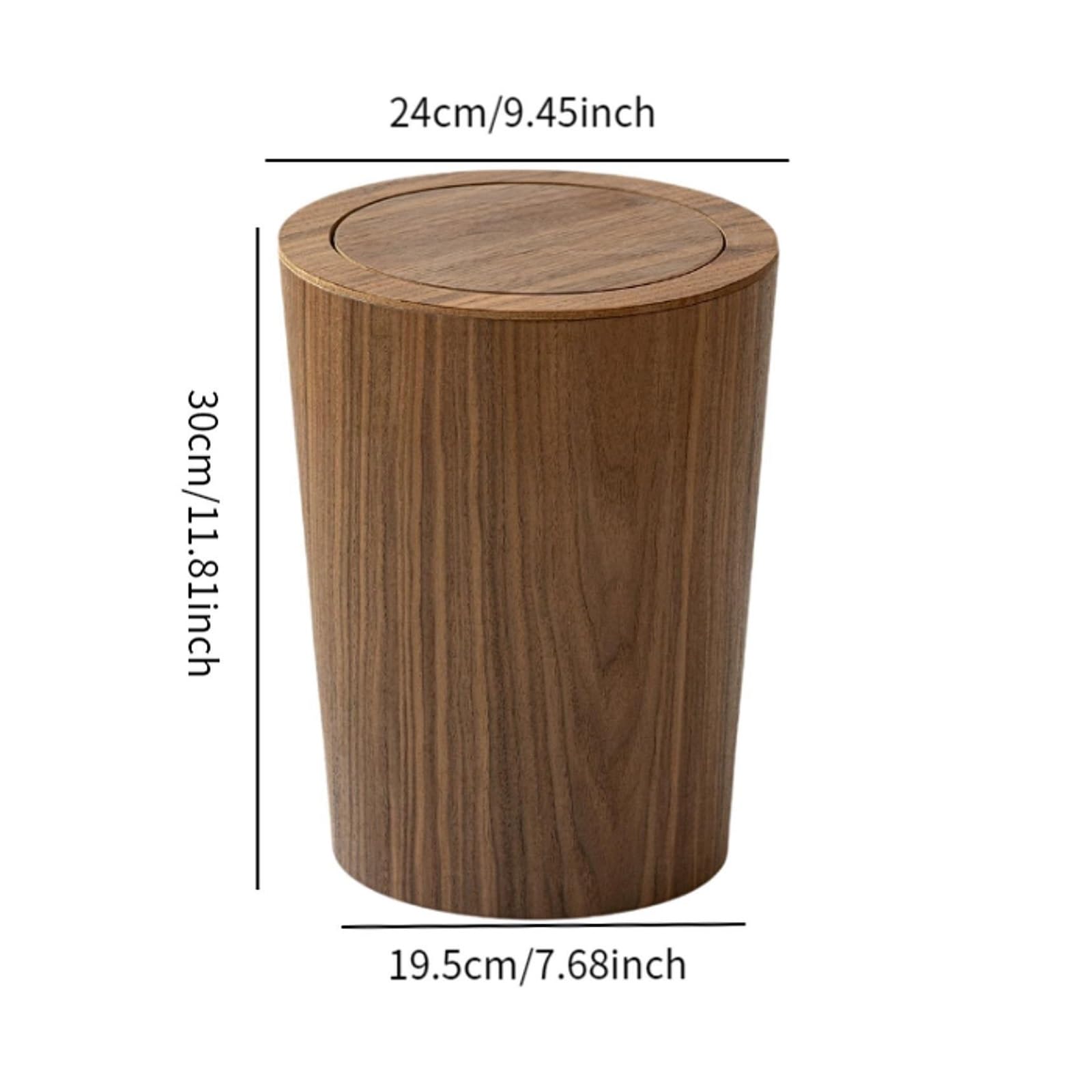 Holz-Mülleimer Mit Deckel, Rustikaler Papierkorb For Büro, Wohnzimmer, Schlafzimmer Kompakt Und Stabil(Wood Color)