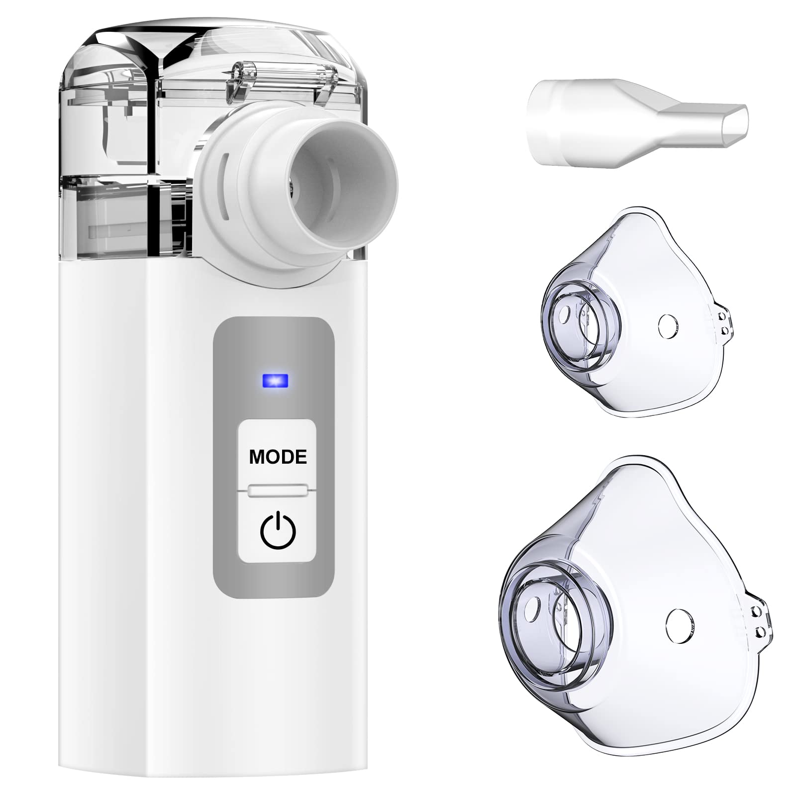 Portable Nebulizer, Ultrasonic Mesh Nebulizer Machine for Adults & Kids, Cool Mist Steam Inhaler with 2 Modes for Home Office Travel Use,Gray