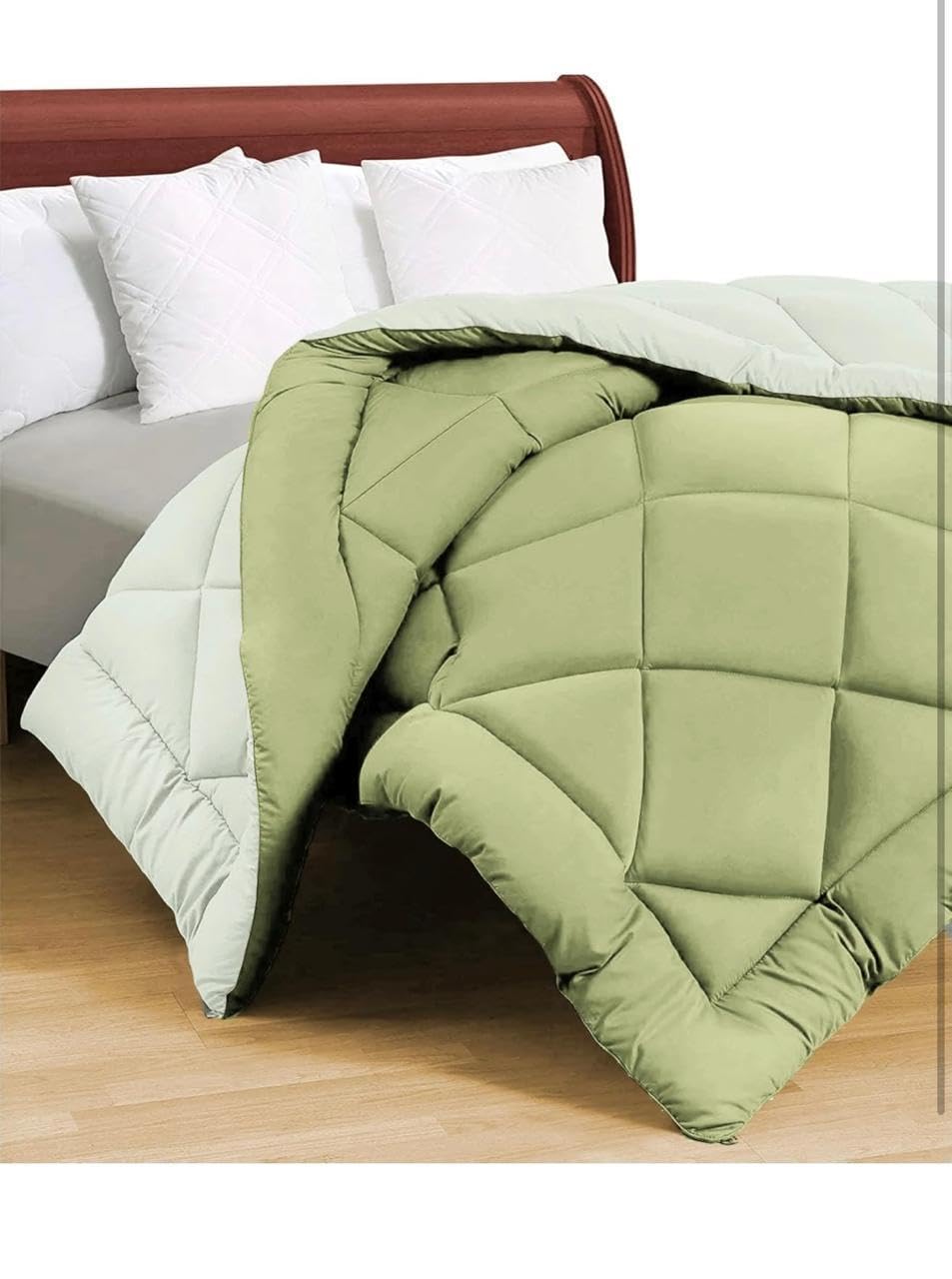 Cozysoft All Season Reversible Double Bed Microfiber Comforter Blanket | Quilt | Dohar | Rajaai | Duvets - 120 GSM (Light Green, 220 x 240 CM)-picture-10
