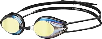 Arena Tracks Mirror Unisex Adult Race Swimming Goggles, Standard Pool Goggles with Anti-Fog Mirrored Lenses, UV Protection, 4 Interchangeable Nose Bridges, Silicone Seals