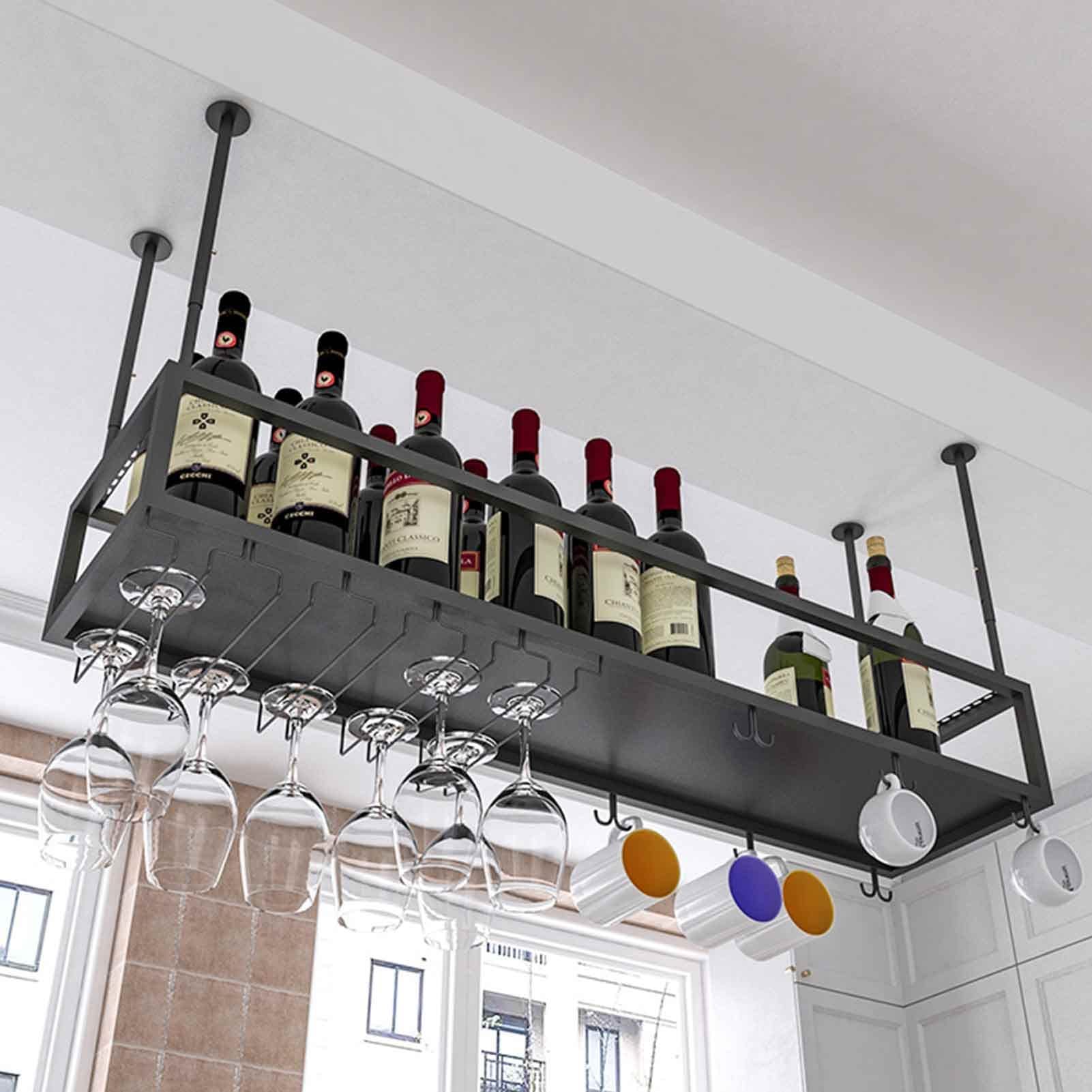 Casier à vin suspendu au plafond DASHADAO et porte-verres pour cuisine