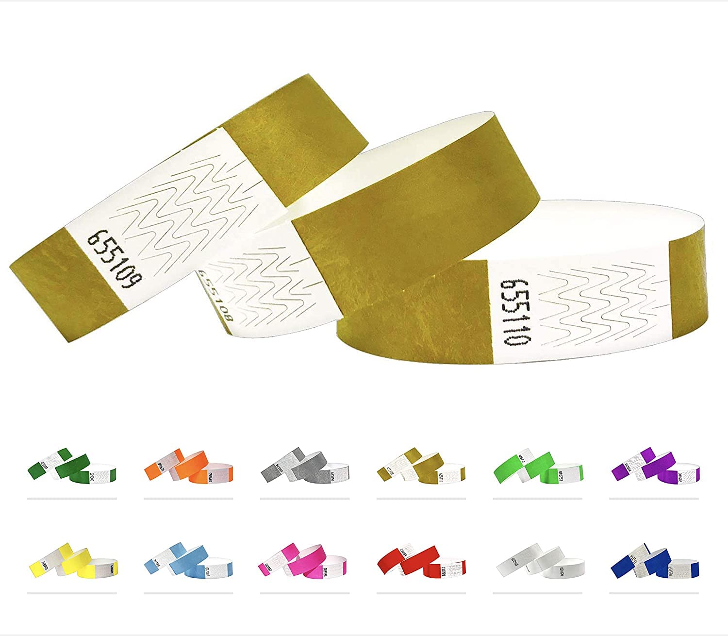 Tyvek Wristbands - 500 Pack - 3/4" Tyvek Wristbands for Events (Gold_)