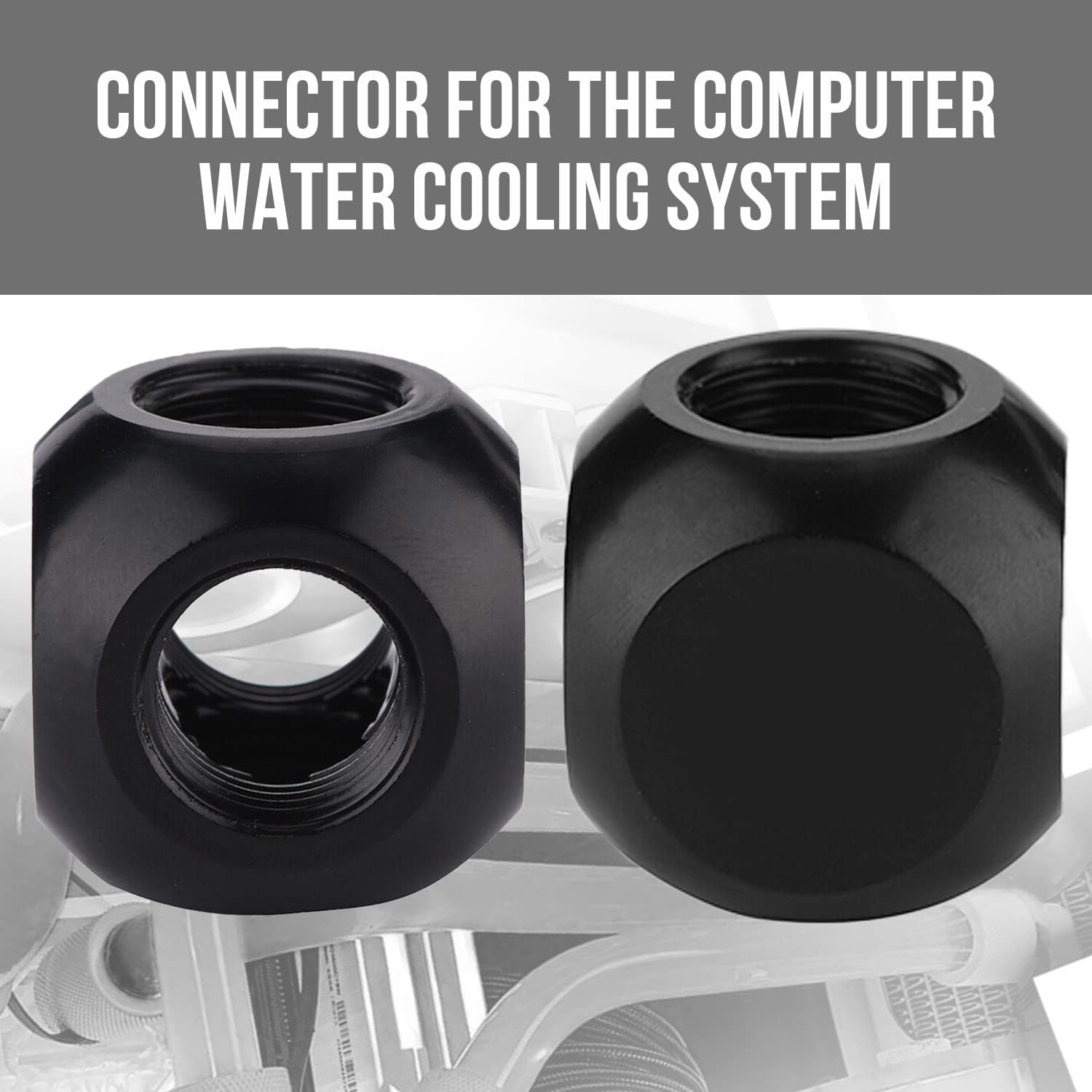 Dracaena.io 4 Pack G1/4" Thread, 3-Way Ball Fitting Extender or Connector for The Computer Water Cooling System, Durable Brass/Copper Material, Black