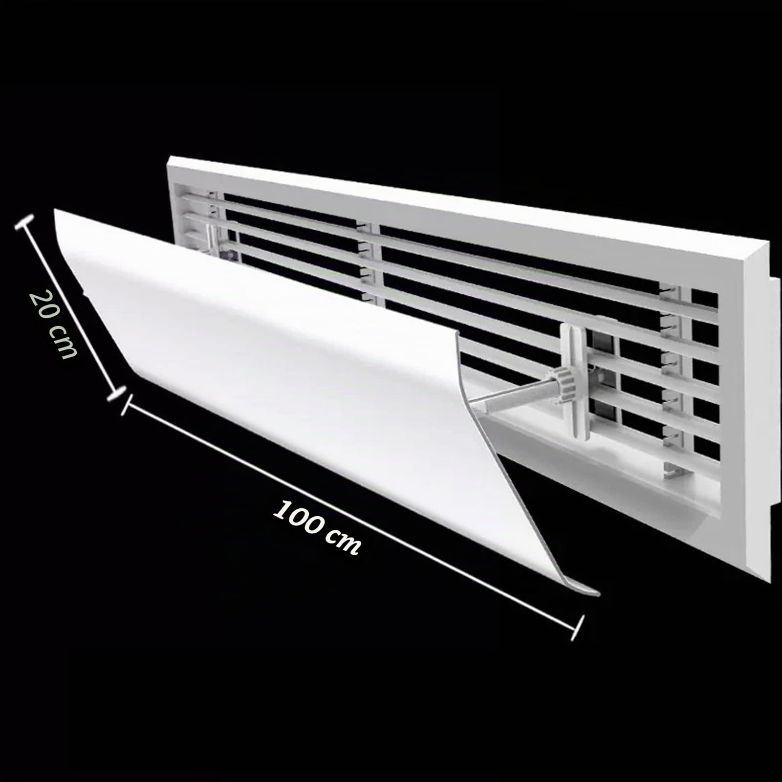 Uniwersalna osłona przeciwwiatrowa klimatyzatora, B-20 x 100 cm, trwały materiał ABS, zapobiega bezpośredniemu przepływowi powietrza, idealna do domowych i biurowych systemów klimatyzacji, zwiększa